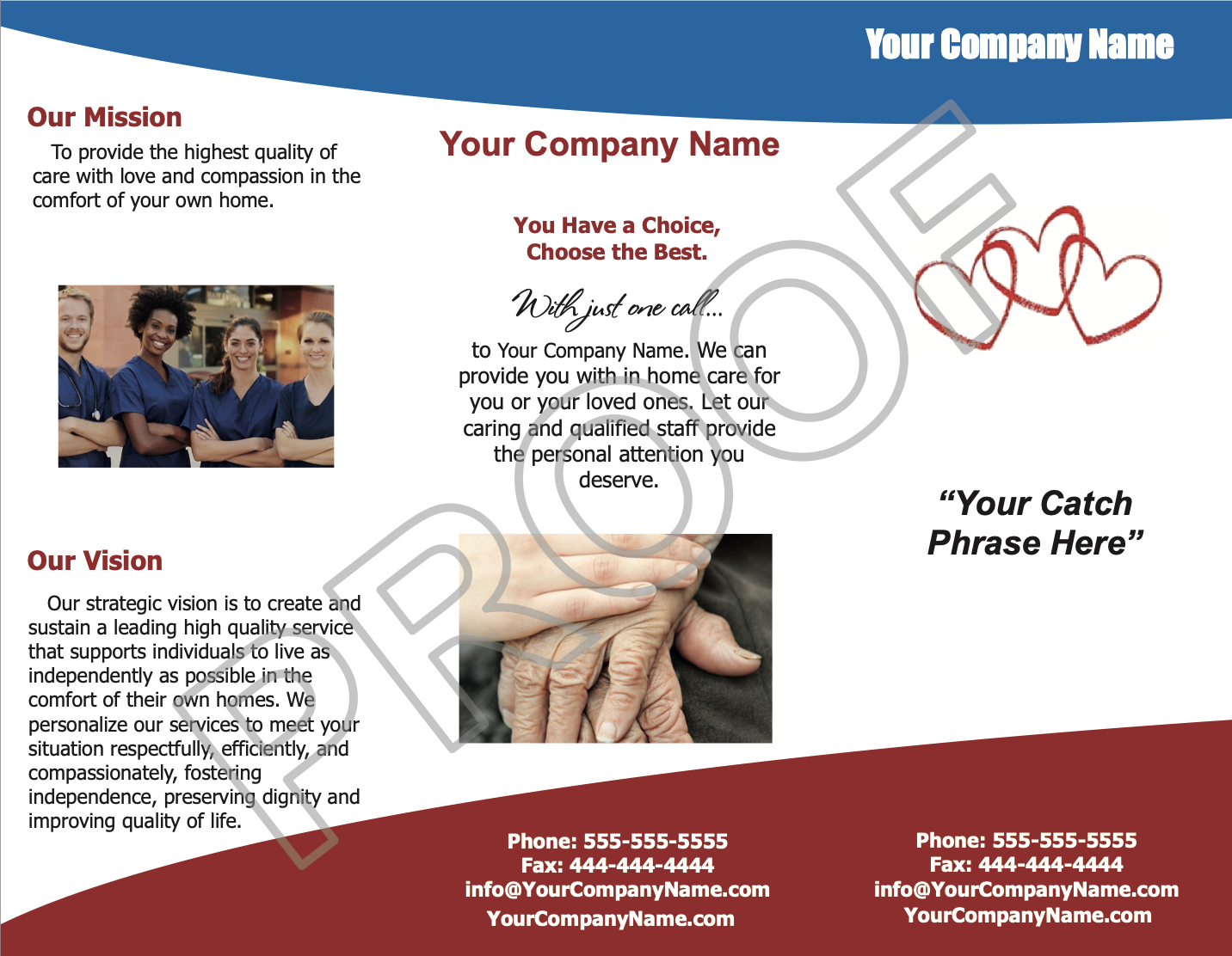 Outside of sample home care brochure